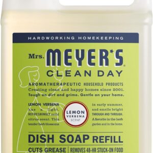MRS. MEYER’S CLEAN DAY Liquid Dish Soap Refill, Lemon Verbena (48 Fl Oz (Pack of 1))