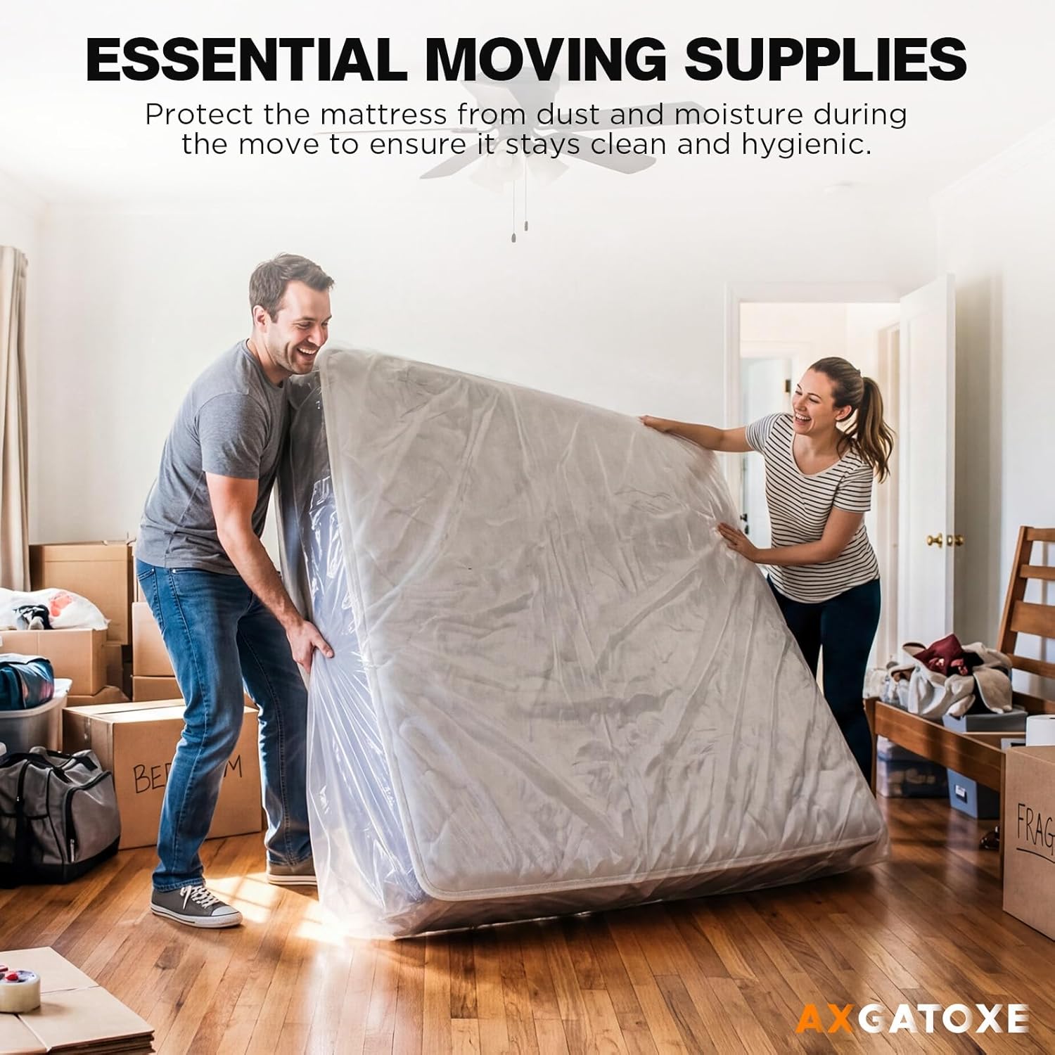 Plastic Mattress Bag for Moving Storage, Waterproof Mattress Cover, Mattress Protector for Moving Supplies - King Size (1.5MIL) - Image 4