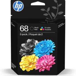 HP 68 Black/Tri-Color Ink Cartridges (2-Pack) | Works Envy 6100e, 6500e Series | Eligible for Instant Ink | 6L6S2TN | Packaging May Vary