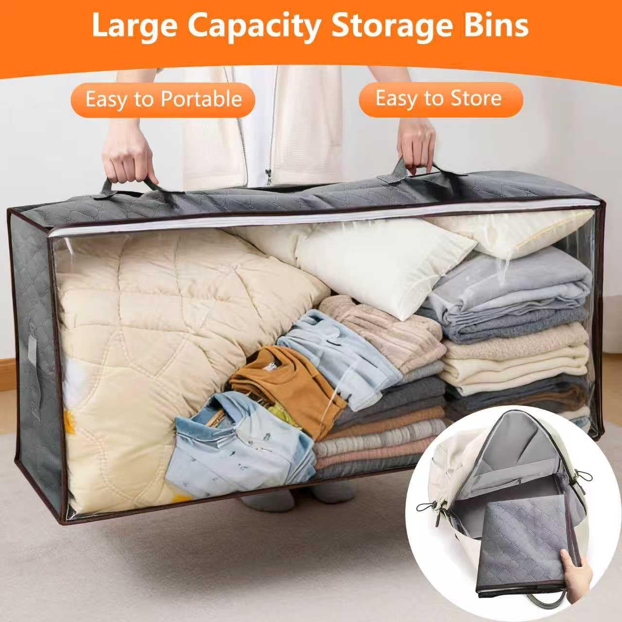 90L Under Bed Storage Containers,4-Pack Closet Organizers and Storage Bins,for Organization and Storage Clothes, Shoes, Blankets & Pillows,Visible Transparent Top Storage Bins with Lids, Grey - Image 4