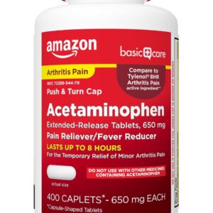 Amazon Basic Care Acetaminophen Extended-Release Tablets, 650 mg, Pain Reliever, Fever Reducer, Arthritis Pain, Headache, Backache, Menstrual Pain, 400 Count
