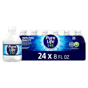 Pure Life Purified Water Bottles, 24 Pack – Still Bottled Water Enhanced with Minerals for a Crisp Taste, Plastic Bottles – 8 Fl Oz