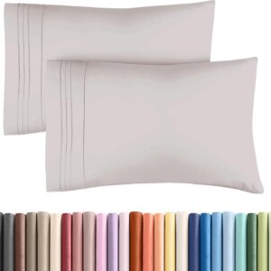 Queen Pillow Cases Set of 2 – Ultra Soft Hotel Quality Pillowcase Covers – Comfy, Cozy & Wrinkle Free – Shrink, Stain & Fade Resistant – Machine Washable Pillow Protectors – 2 Piece Set – Light Grey