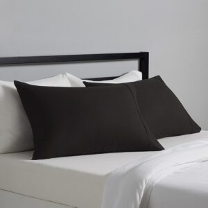 Amazon Basics Standard Pillowcases Set of 2 – Lightweight, Super Soft Easy Care Microfiber, Black, 30″ L x 20″ W, Pillows Not Included