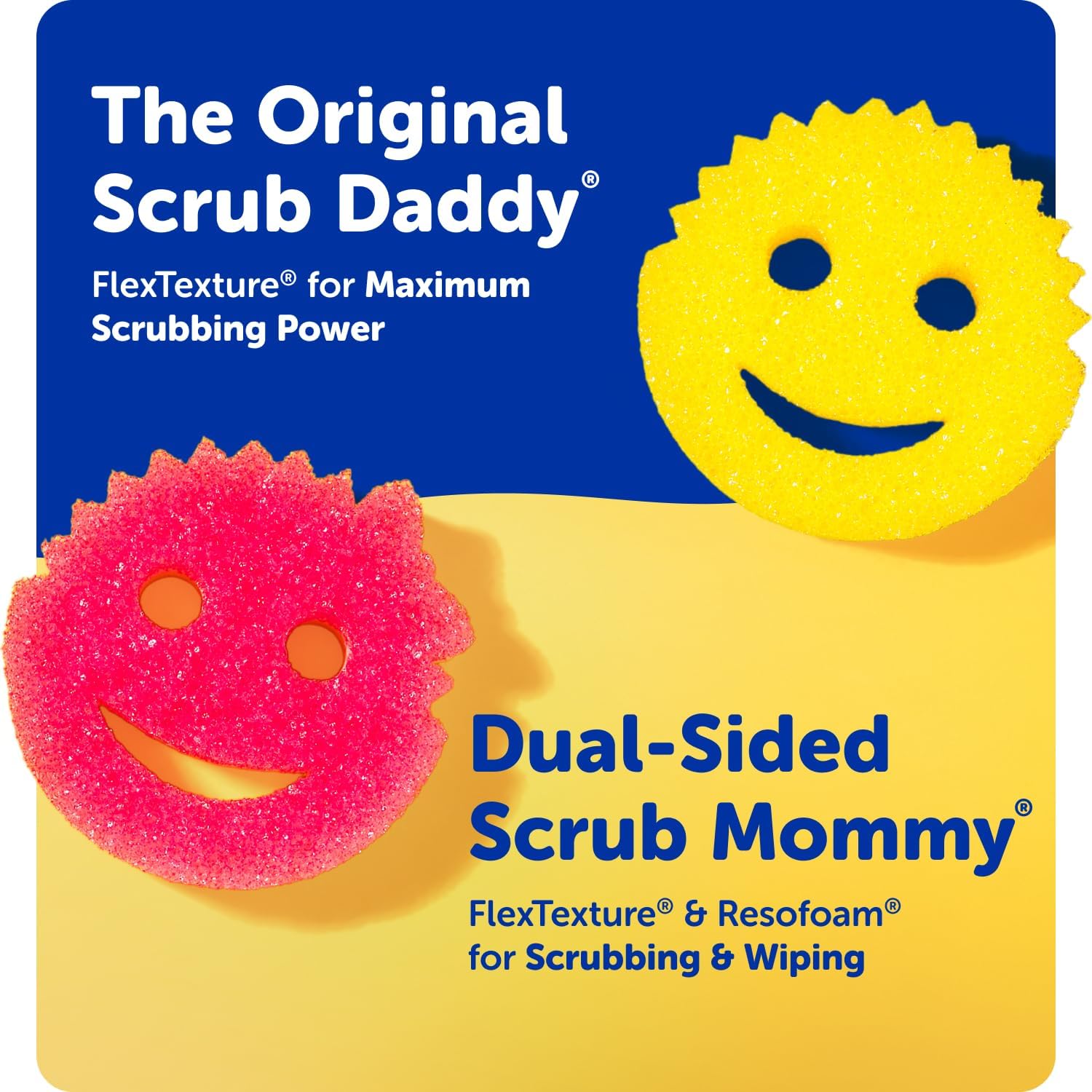 Scrub Daddy Colors Kitchen Sponges - Scratch-Free Dishwashing Sponges & Sponge for Kitchen Sink, Bathroom & Household Cleaning - BPA-Free Polymer Foam (3 Count) - Image 7