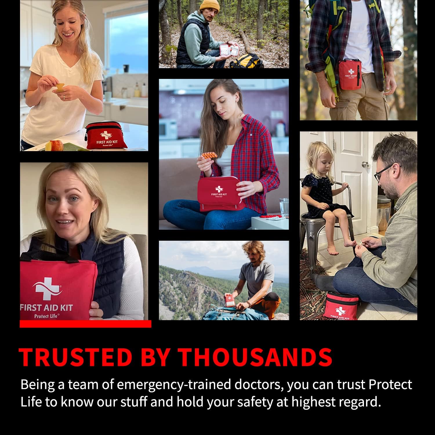 Protect Life First Aid Kit, Travel First Aid Kit for Car, 100 Piece Compact Emergency Preparedness Starter Kit for Home, Office, Camping, Hiking - Image 7