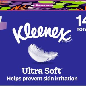 Kleenex Ultra Soft Facial Tissues, 8 Flat Boxes, 180 Tissues per Box, 3-Ply, Packaging May Vary