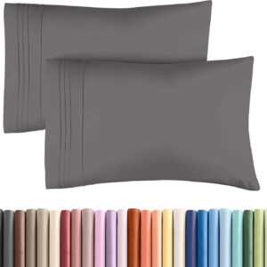 Queen Pillow Cases Set of 2 – Ultra Soft Hotel Quality Pillowcase Covers – Comfy, Cozy & Wrinkle Free – Shrinkage, Stain & Fade Resistant – Machine Washable Pillow Protectors – 2 Piece Set – Dark Grey