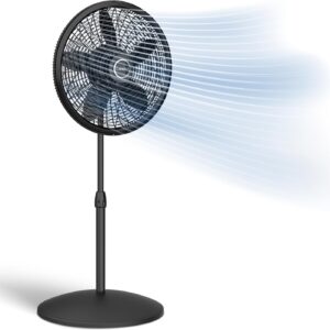 Lasko Pedestal Fan, Oscillating Fan for Bedroom with Adjustable Height and 3 Cooling Speeds, Portable, 18″, Black, 1827
