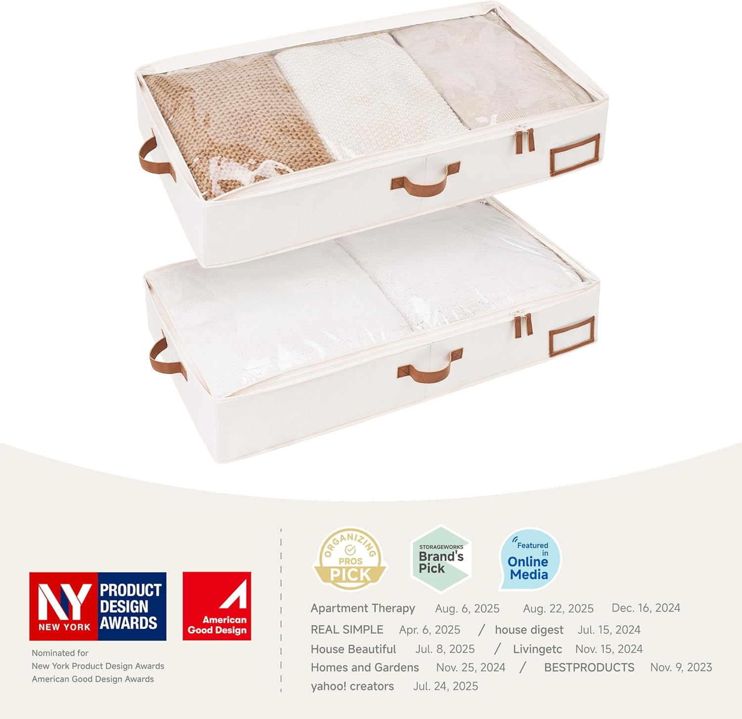 StorageWorks Large Under Bed Storage Containers with Handles and Label Holder, 2 Pack Ultra-thick Fabric Underbed Bins, Closet Organizer for Clothes, Blankets, Sweater - Image 2
