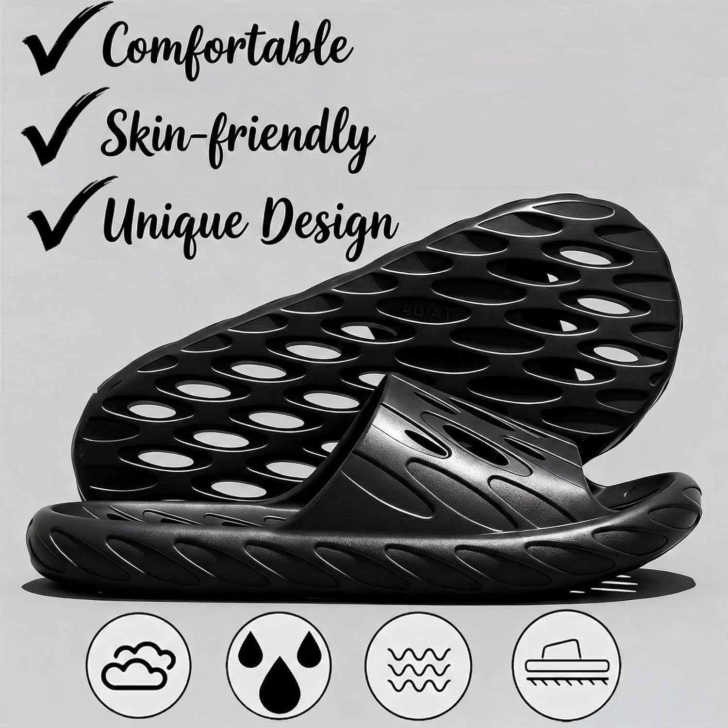 Mens Shower Shoes | Bath Slippers with Holes | Quick Dry Non Slip Indoor Home Bedroom Pool Spa College Dorm Guest - Image 5