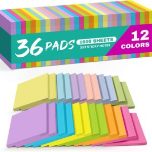 Taja Sticky Notes, 36 Pads, 3×3 Inches Self-Stick Note Pads, Perfect for Office, Study, and Daily Life Organization – Bright