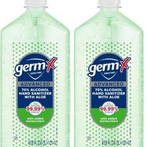 Germ-X Hand Sanitizer Gel with Aloe and Vitamin E | Moisturizing | No Rinse Formula | Pump Bottle | 1 Liter Pack of 2