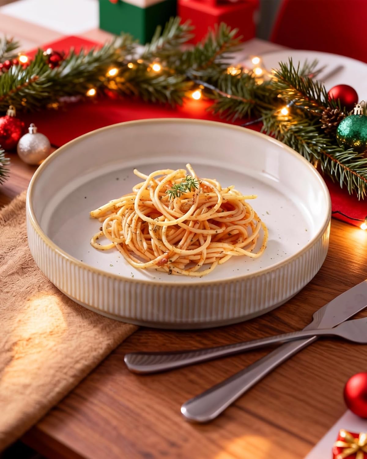 famiware Star 7.5" Pasta Bowls Set, Salad Bowl Set of 4, Double Reactive Glaze, Stackable, Ideal for Your Friend for Housewarming, Festivals, Cappuccino White - Image 3