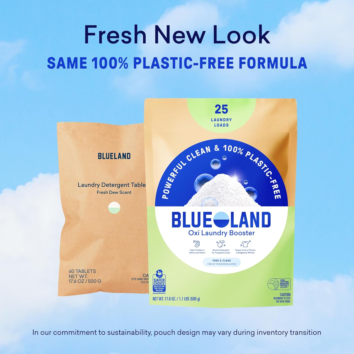 BLUELAND Oxi Laundry Booster Powder Refill 2-Pack, Clear Skies Scent, 50 Loads, 35.2 oz, Plastic-Free, Eco Friendly, Oxy Cleaner, Stain Remover - Image 10