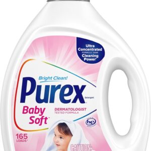 Purex Baby Soft Liquid Laundry Detergent, Ultra Concentrated, 82.5 fl oz, 165 Loads, Hypoallergenic, Dye Free, Gentle on Skin
