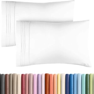 Queen Pillow Cases Set of 2 – Ultra Soft Hotel Quality Pillowcase Covers – Comfy, Cozy & Wrinkle Free – Shrinkage, Stain and Fade Resistant – Machine Washable Pillow Protectors – 2 Piece Set – White