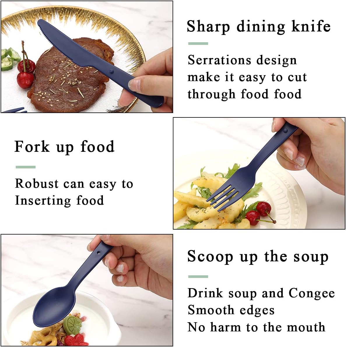 Evanda Travel Utensils Set for 6, Reusable Plastic Knife Fork Spoon Snapped Together for Easy Portability and Save Space, Silverware Cutlery Utensils Set for Work, Camping, Picnic, Gadgets, Lunch Box - Image 5