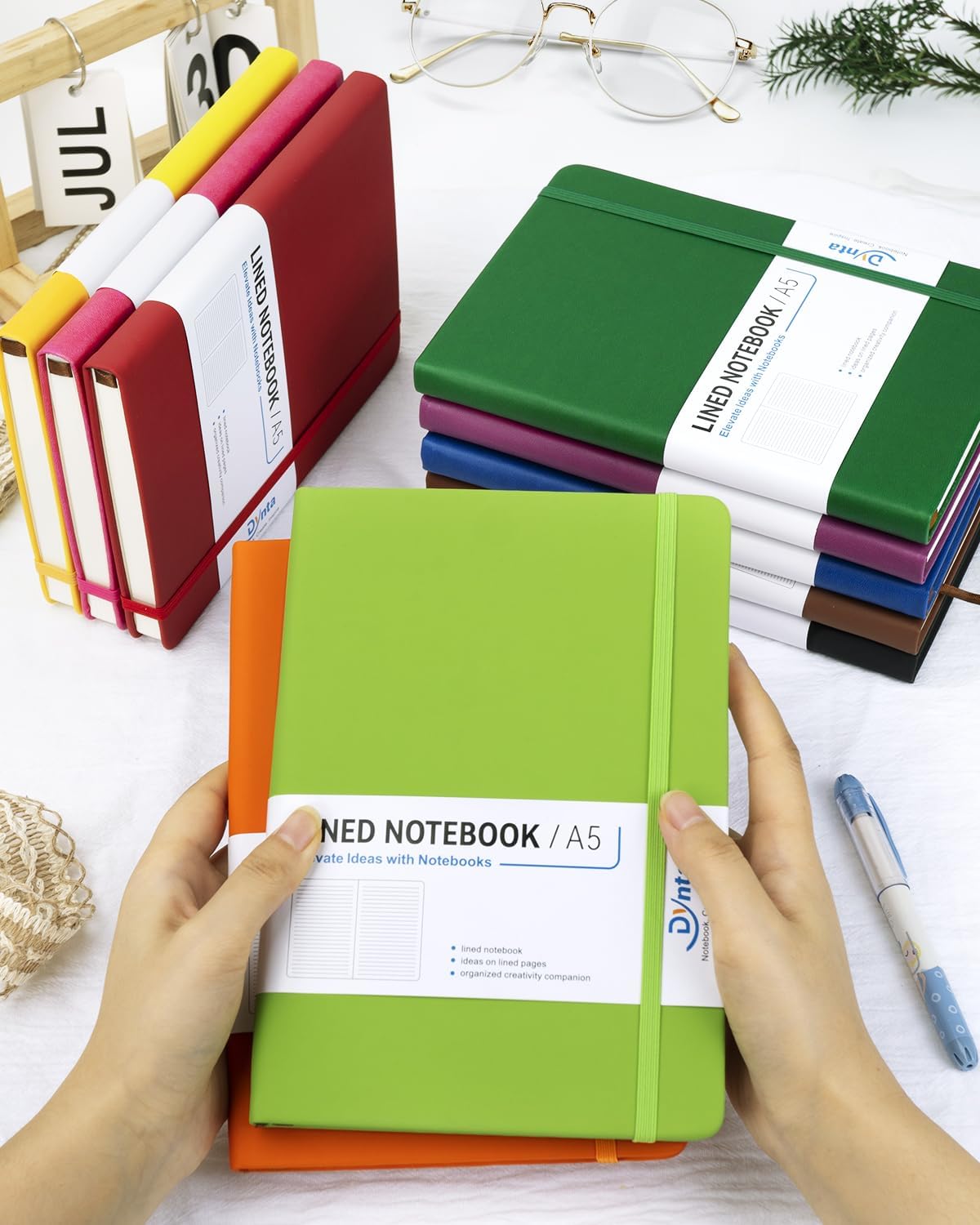 Dynta Hardcover Journal Notebooks, 10 Packs A5 Lined Journals Bulk for Writing 200 Pages/100Sheets, 8.4 x 5.8 inch, 10 Colors Classic Ruled Notebook for Work/Travel/College/Note Taking - Image 7
