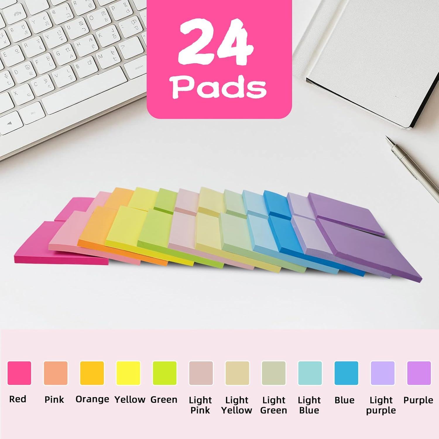 (24 Pads) Sticky Notes 3x3 Inches,Bright Colors Self-Stick Pads, Easy to Post for Home, Office, Notebook - Image 2