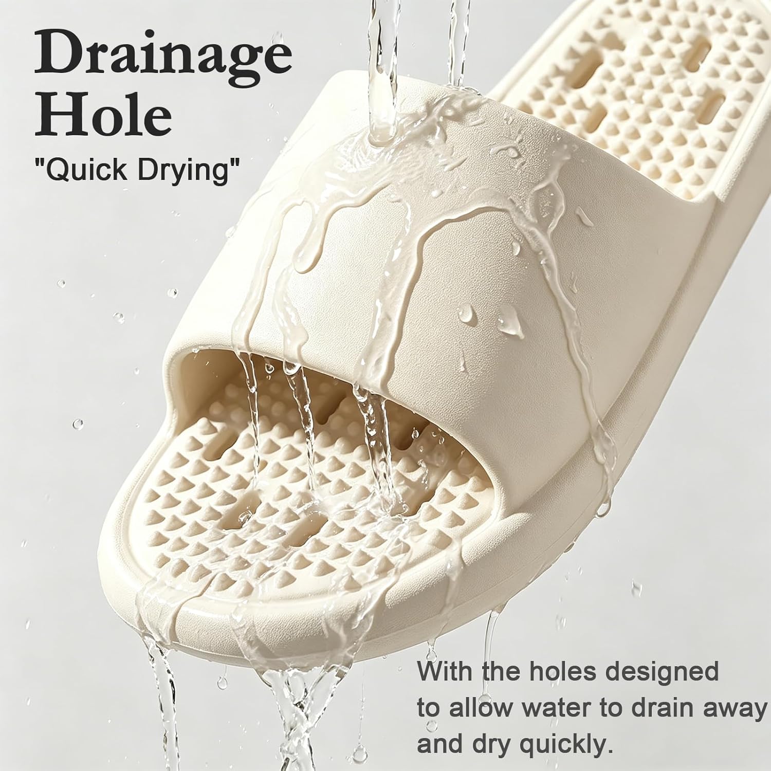 GOEWY Shower Shoes with Drain Holes Massage Granules for Women Men Gym Shower Slippers Slides Quick Drying Bathroom Beach Sandals Lightweight Non-Slip - Image 6