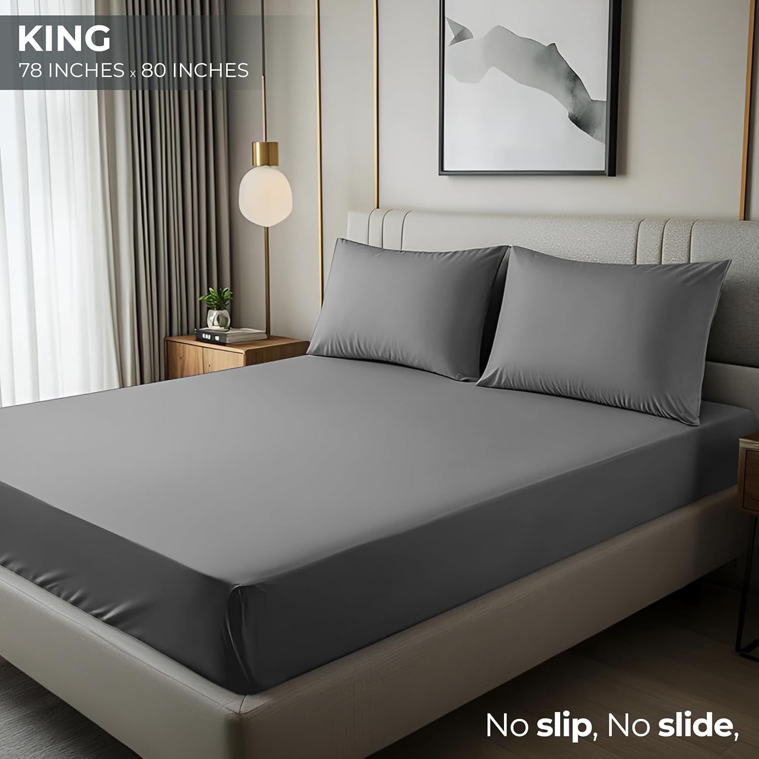 Utopia Bedding King Fitted Sheet - Bottom Sheet - Deep Pocket - Polyester - Shrinkage and Fade Resistant - Easy Care -1 Fitted Sheet Only (Grey) - Image 2