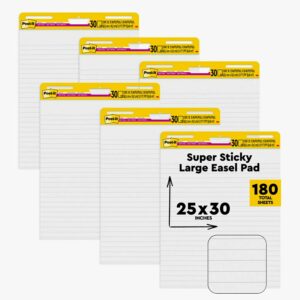 Post-it Super Sticky Easel Pad, 30 Sheets Per Pad, 36 Pads, Large, White Lined, Premium Self Stick Flip Chart Paper, Teacher Anchor Chart, Super Sticking Power