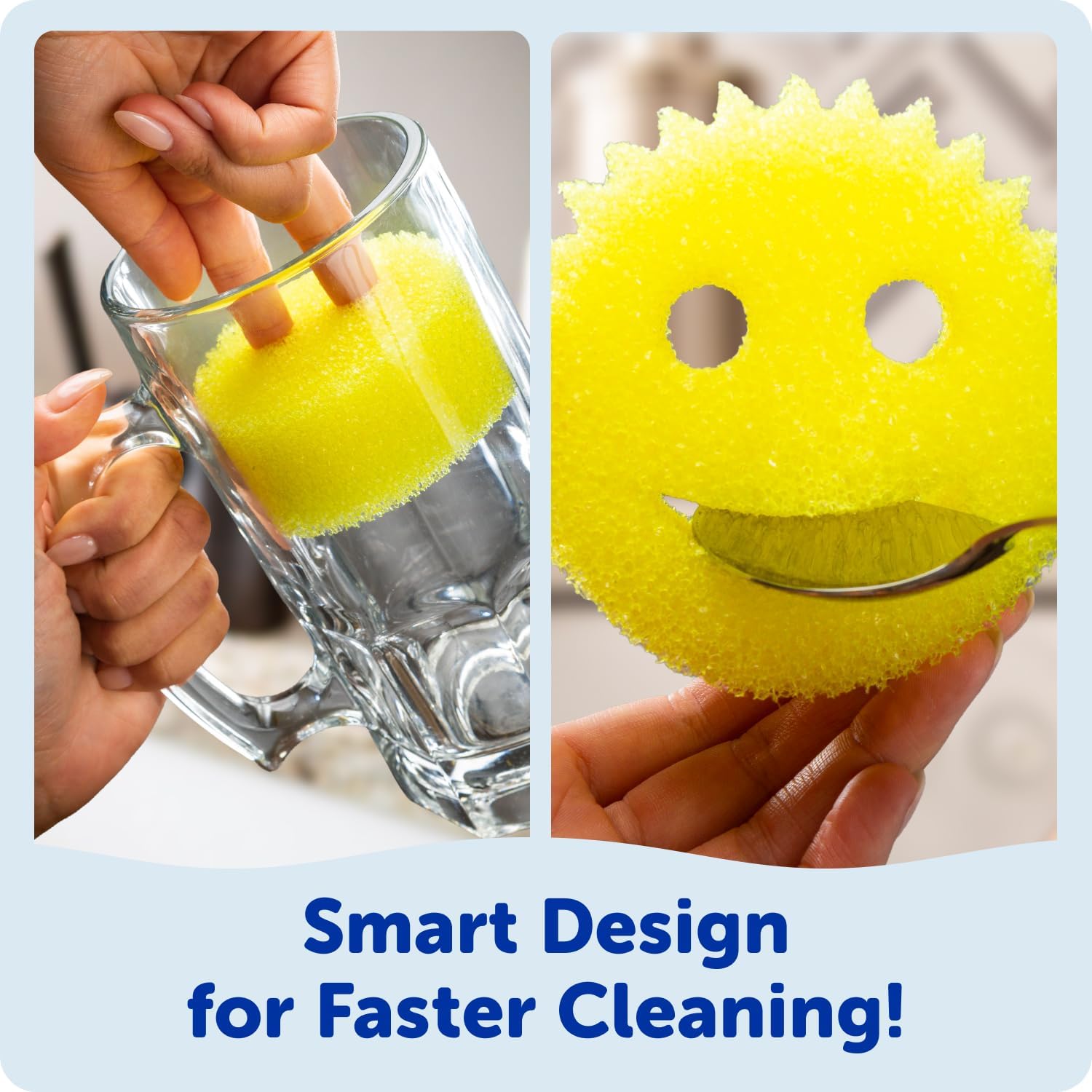 Scrub Daddy Colors Kitchen Sponges - Scratch-Free Dishwashing Sponges & Sponge for Kitchen Sink, Bathroom & Household Cleaning - BPA-Free Polymer Foam (3 Count) - Image 4