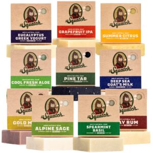 Dr. Squatch Natural Men’s Bar Soap – Cold Process Body Soap Bar with Natural Oils – Gifts for Men – Summer Citrus, Bay Rum, Alpine Sage, Eucalyptus Greek Yogurt & more (5 oz, 10-Pack)
