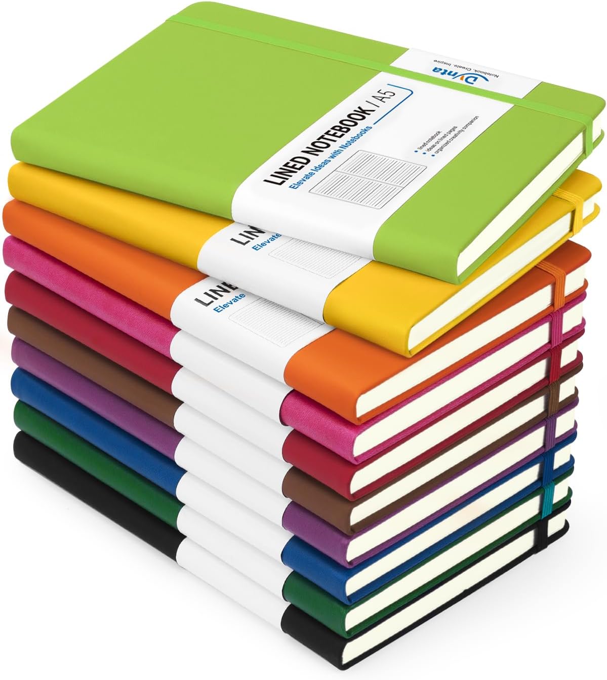Dynta Hardcover Journal Notebooks, 10 Packs A5 Lined Journals Bulk for Writing 200 Pages/100Sheets, 8.4 x 5.8 inch, 10 Colors Classic Ruled Notebook for Work/Travel/College/Note Taking Dynta Hardcover Journal Notebooks, 10 Packs A5 Lined Journals Bulk for Writing 200 Pages/100Sheets, 8.4 x 5.8 inch, 10 Colors Classic Ruled Notebook for Work/Travel/College/Note Taking