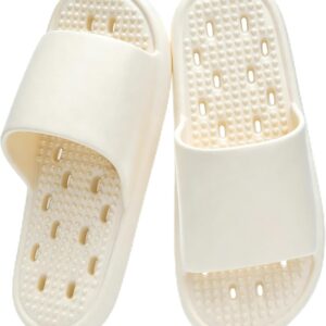 GOEWY Shower Shoes with Drain Holes Massage Granules for Women Men Gym Shower Slippers Slides Quick Drying Bathroom Beach Sandals Lightweight Non-Slip