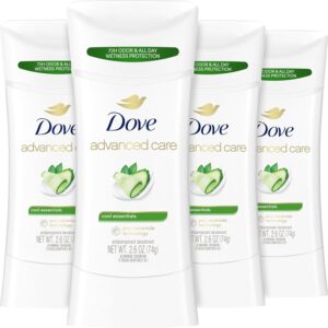 Dove Advanced Care Antiperspirant Deodorant Stick Cool Essentials 4 ct for helping your skin barrier repair after shaving 72 hour odor control and sweat protection with Pro Ceramide Technology 2.6 oz