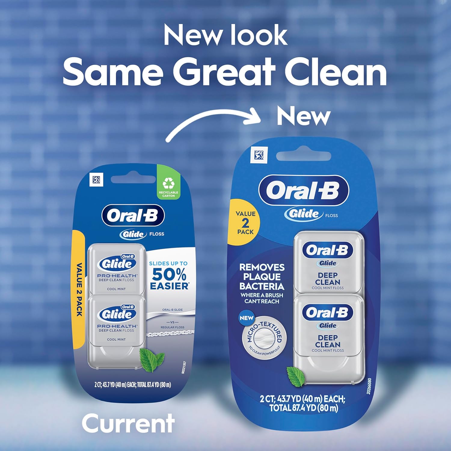 Oral-B Glide Deep Clean Cool Mint Dental Floss, Value 2 Pack (40m Each) - Image 9