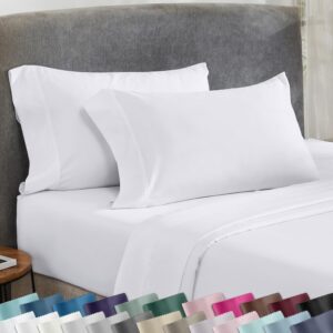 California Design Den Standard Queen Size Pillowcase Set – 400 Thread Count, 100% Cotton Sateen, Set of 2 Pillow Covers, Soft and Breathable – Bright White