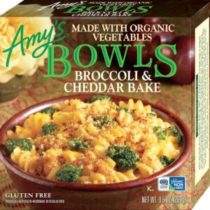 Amy’s Frozen Meals, Broccoli & Cheddar Bake Bowl, Made With Organic Vegetables, Microwave Meals, 9.5 Oz