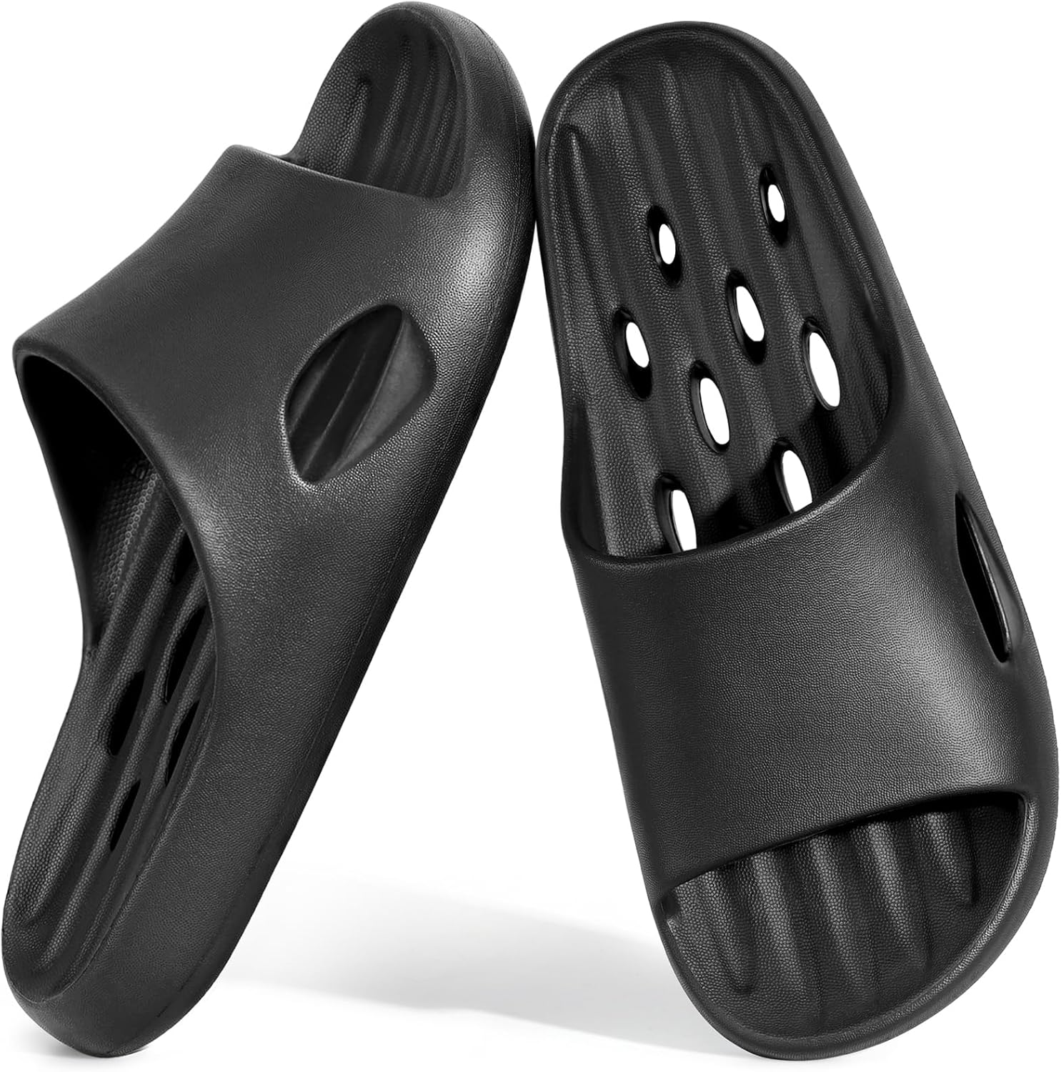 Aoowoll Mens Shower Shoes With Holes Dry Quickly Bath Slippers Womens Non Slip Indoor Home Bedroom Pool Spa Guest College Dorm