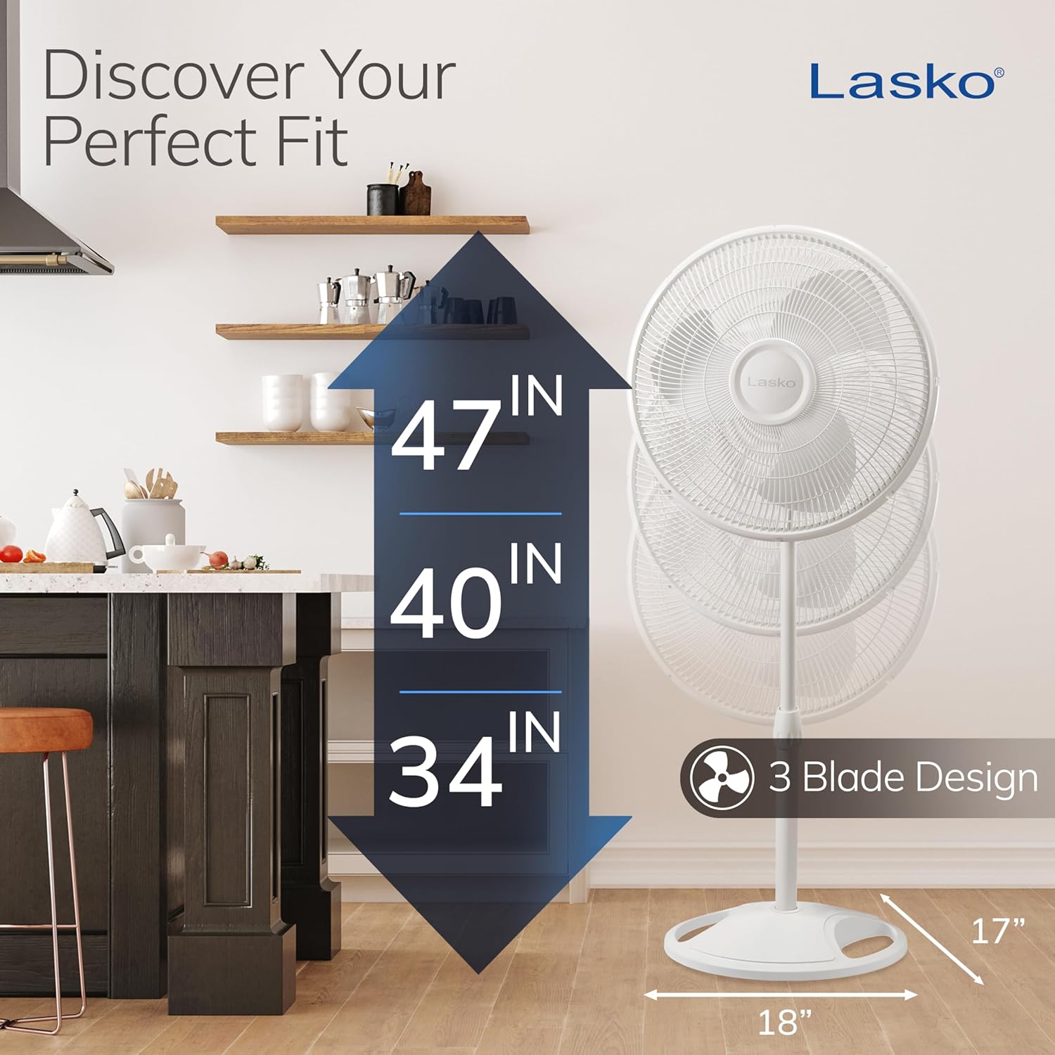 Lasko 2520 Oscillating Stand Fan,White 16 Inch - Image 5