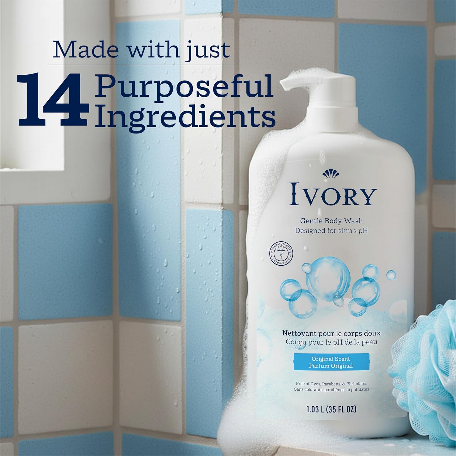 Ivory Body Wash, Designed for the Whole Family, Gentle Formula, Free of Dyes Heavy Perfumes Parabens Phthalates & Silicones, for Sensitive Skin, Designed for Skin's pH, Original Scent, 35 oz - Image 6