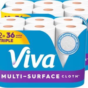 Viva Multi-Surface Cloth Paper Towels, Choose-A-Sheet Size, 12 Triple Rolls, 165 Sheets per Roll (Packaging May Vary)