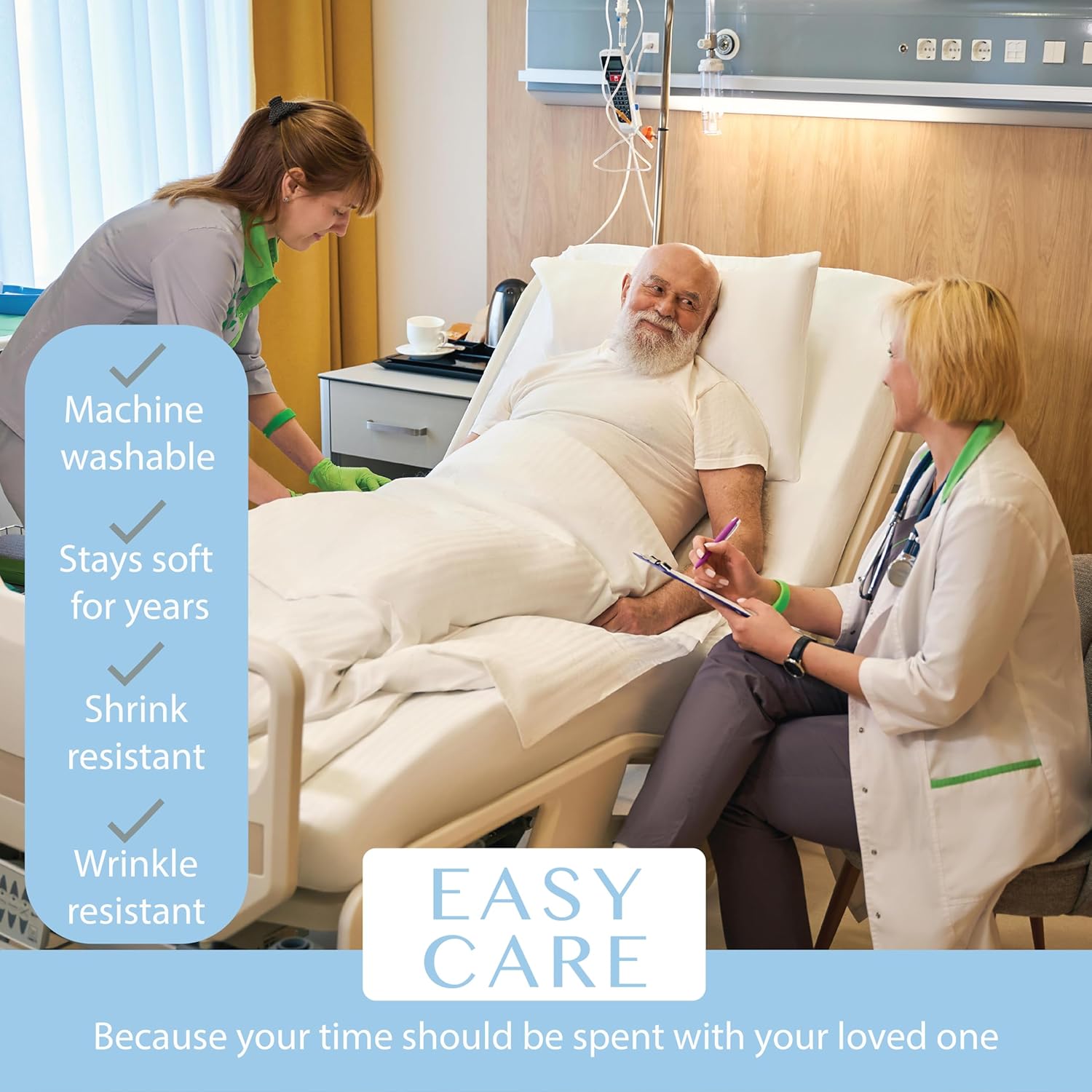 BLISSFORD - 2 Pack Fitted Hospital Bed Sheets with Elastic All Around for a Cotton Rich Soft Knitted Jersey Sheet, 36” x 84” x 12” - Image 5