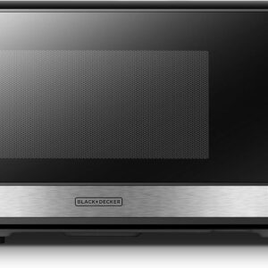 BLACK+DECKER EM031MB11 Digital Microwave Oven with Turntable Push-Button Door, Child Safety Lock, 1000W, 1.1cu.ft, Black & Stainless Steel, 1.1 Cu.ft