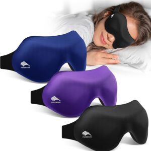 3 Pack Sleep Masks for Side Sleepers, True Blackout 3D Eye Mask for Sleeping, Zero Eye Pressure, Lash-Friendly, Adjustable Soft Eye Cover for Women Men, Travel Night Blindfold