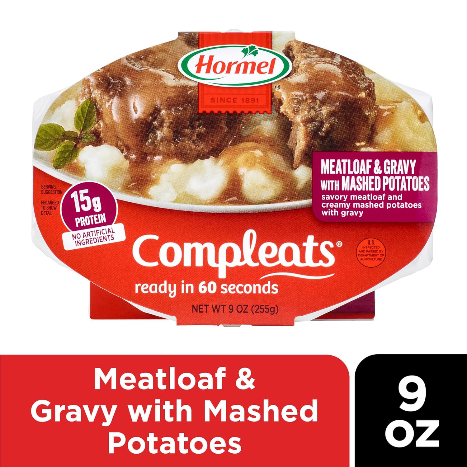 HORMEL COMPLEATS Meatloaf & Gravy With Mashed Potatoes Microwave Tray, 9 oz. (6 Pack) - Image 3