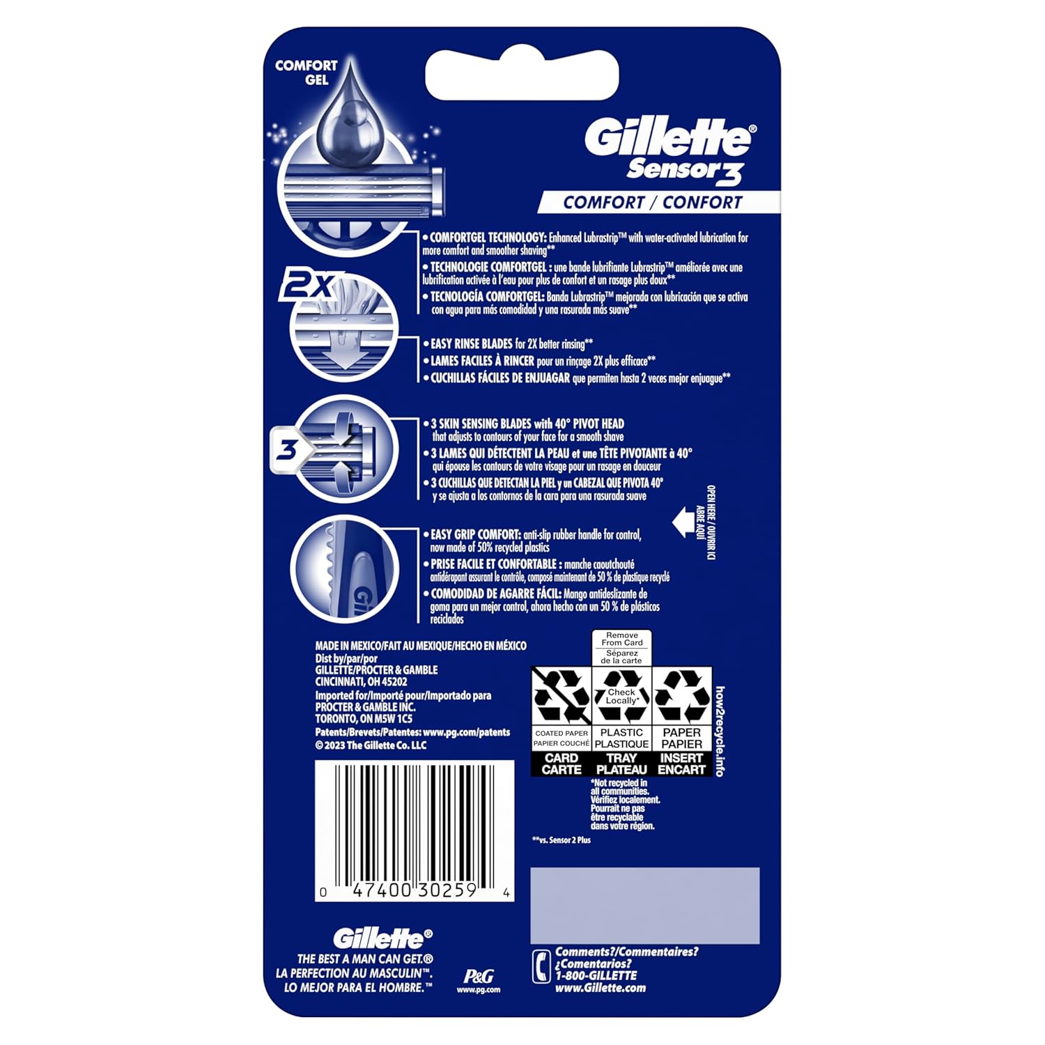 Gillette Sensor3 Comfort Disposable Razors for Men, 8 Count, Lubrastrip Glides Easily Over Your Skin - Image 10