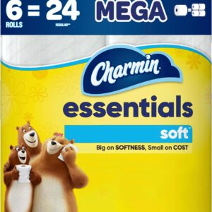 Charmin Essentials Soft Toilet Paper 6 Mega Rolls, 330 sheets per roll