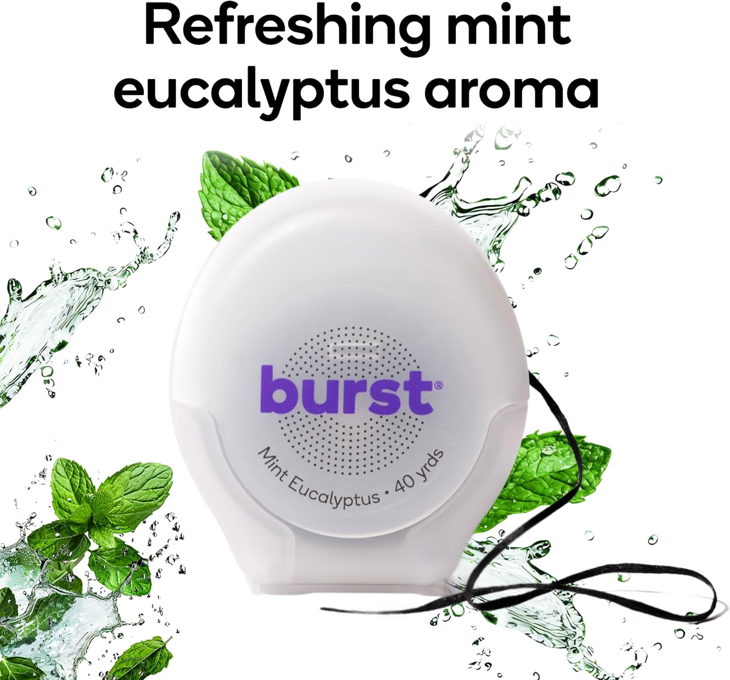 BURST Expanding Dental Floss (Mint Eucalyptus/40 Yards) | Stain Absorbing & Woven Tooth Floss with Xylitol Coating to Fight Cavities | Vegan | Paraben Free Expanding Floss - Image 5
