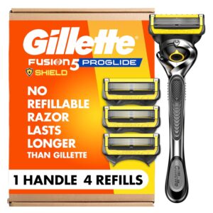 Gillette ProGlide Shield Men’s Razor, 5-Blade Razor with Precision Trimmer, 1 Handle and 4 Refills