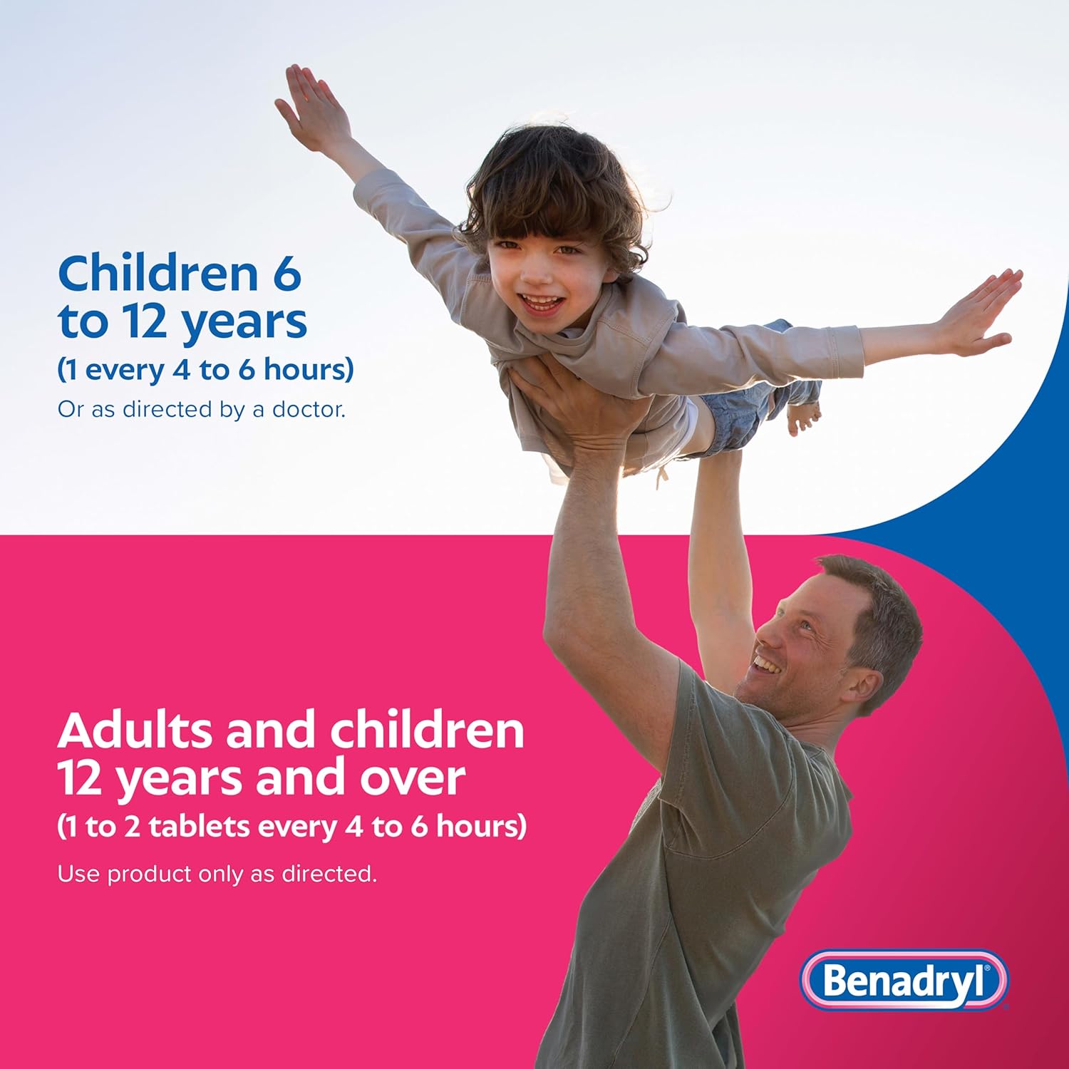 Benadryl Ultratabs Allergy Medicine, 25 mg Diphenhydramine HCl Antihistamine Tablets For Cold & Allergy Relief of Symptoms Like Sneezing, Runny Nose, Itchy Eyes & Throat, Hay Fever, 100 Count Tablets - Image 6