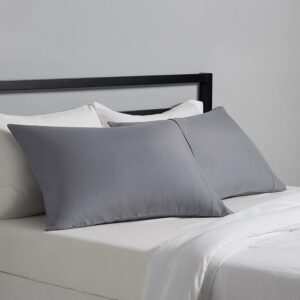 Amazon Basics Standard Pillowcases Set of 2 – Lightweight, Super Soft Easy Care Microfiber, Dark Gray, 30″ L x 20″ W, Pillows Not Included