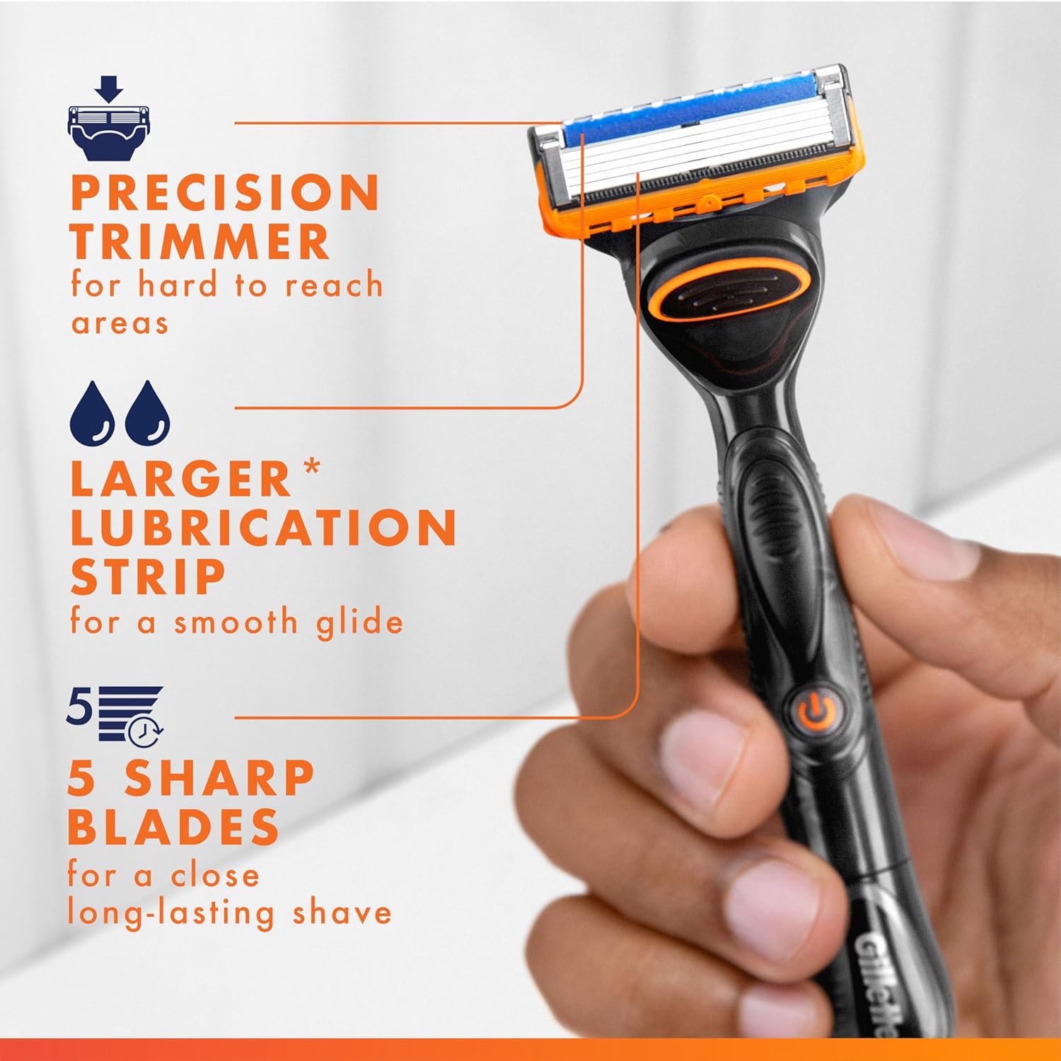 Gillette Fusion5 Power Razor Blade Refills for Men, 8 Count, with Precision Trimmer - Image 3